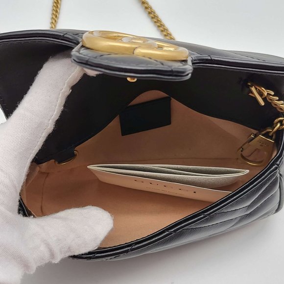 100% Authentic Gucci Marmont GG Quilted Super Mini Shoulder & Clutch Bag - Picture 10 of 13